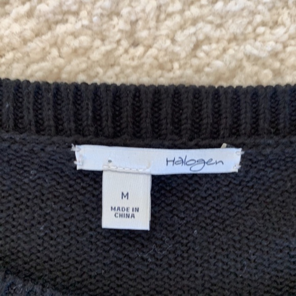 Halogen Women’s Medium Black & Gray Long Sleeve Sweater - Picture 3 of 8